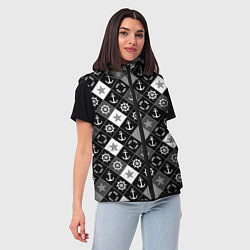 Женский жилет Черно-белый морской плед, цвет: 3D-черный — фото 2