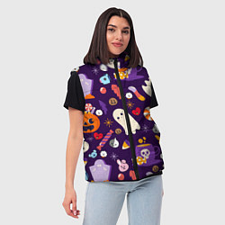 Женский жилет HALLOWEEN BTS BT21 PATTERN БТ21 БТС ХЕЛЛОУИН, цвет: 3D-светло-серый — фото 2