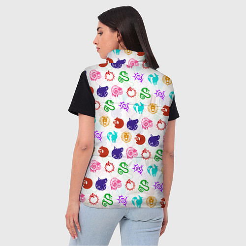 Женский жилет 7 СМЕРТНЫХ ГРЕХОВ ЦВЕТНОЙ ПАТТЕРН СИМВОЛЫ / 3D-Светло-серый – фото 4