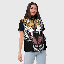 Женский жилет Оскал амурского тигра, цвет: 3D-черный — фото 2