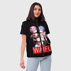 Женский жилет Рем и рам вайфу Re zero ahegao, цвет: 3D-черный — фото 2