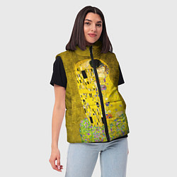 Женский жилет Влюблённые поцелуй художник Климт, цвет: 3D-черный — фото 2