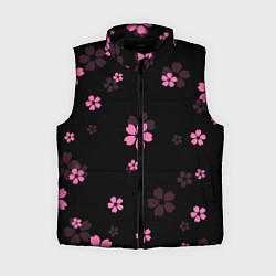 Женский жилет САКУРА ВИШНЯ ЛЕПЕСТКИ, цвет: 3D-черный