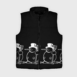 Женский жилет Снеговик на черном фоне, цвет: 3D-черный
