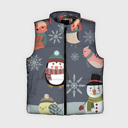 Женский жилет НОВОГОДНИЙ ПАТТЕРН ЖИВОТНЫЕ, цвет: 3D-черный