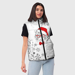 Женский жилет Новогодний тигр летящие снежинки, цвет: 3D-светло-серый — фото 2