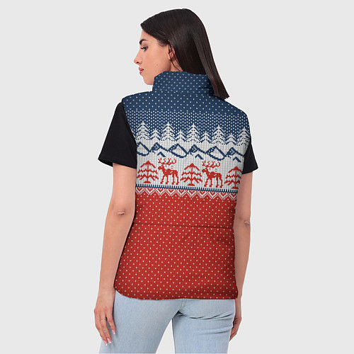 Женский жилет ВЯЗАНЫЙ УЗОР С ОЛЕНЯМИ / 3D-Светло-серый – фото 4