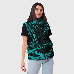 Женский жилет НЕОНОВЫЕ БРЫЗГИ КРАСОК ГРАНЖ NEON, цвет: 3D-черный — фото 2