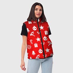 Женский жилет Новогодний узор красный градиент, цвет: 3D-светло-серый — фото 2