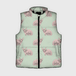 Женский жилет Сфинкс коты паттерн, цвет: 3D-черный