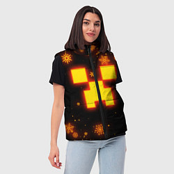 Женский жилет НОВОГОДНИЙ ОГНЕННЫЙ КРИПЕР CREEPER FIRE, цвет: 3D-черный — фото 2
