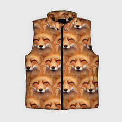 Женский жилет Мордочки хитрой лисы паттерн, цвет: 3D-черный