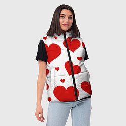 Женский жилет Красные сердечки Heart, цвет: 3D-красный — фото 2