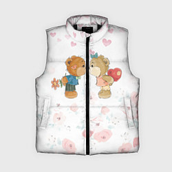 Женский жилет Плюшевый Поцелуй Влюблённые Мишки, цвет: 3D-черный