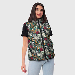 Женский жилет Смерть, Змея, Доллары, Розы, цвет: 3D-красный — фото 2