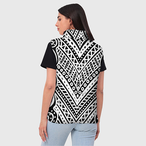 Женский жилет Абстракция черно-белая Волны, полосы, вензеля Моно / 3D-Светло-серый – фото 4