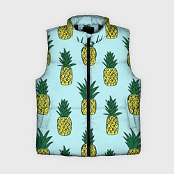 Женский жилет Рисунок ананасов, цвет: 3D-черный