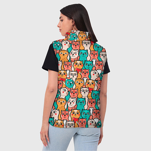 Женский жилет Милые Разноцветные Котики / 3D-Светло-серый – фото 4