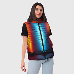 Женский жилет Кирпичная стена Неон, цвет: 3D-красный — фото 2