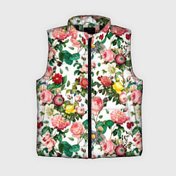 Женский жилет Узор из летних роз Summer Roses Pattern, цвет: 3D-черный