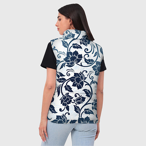 Женский жилет Гжелевые цветы / 3D-Светло-серый – фото 4