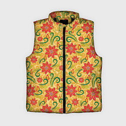 Женский жилет Оранжевая хохлома, цвет: 3D-черный