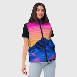 Женский жилет Vaporwave Mountains Психоделика Неон, цвет: 3D-красный — фото 2
