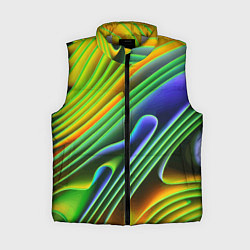 Женский жилет Цветные неоновые полосы Абстракция Color neon patt, цвет: 3D-светло-серый