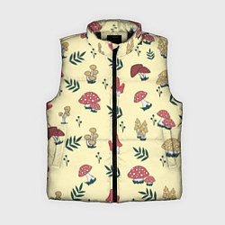 Женский жилет Mushroom, грибы- грибочки, цвет: 3D-черный
