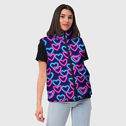 Женский жилет Неоновые сердца, паттерн, цвет: 3D-черный — фото 2