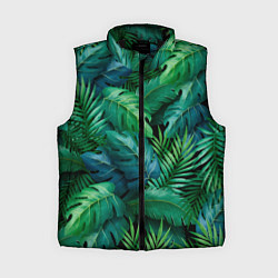 Женский жилет Green plants pattern, цвет: 3D-черный