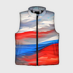 Женский жилет Флаг России в красках, цвет: 3D-черный