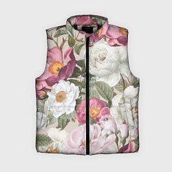 Женский жилет Цветы Розовый Сад Пион и Роз, цвет: 3D-черный