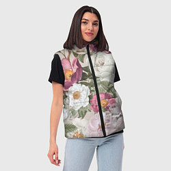 Женский жилет Цветы Розовый Сад Пион и Роз, цвет: 3D-черный — фото 2