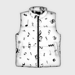 Женский жилет Нотные Знаки Черные на Белом, цвет: 3D-черный
