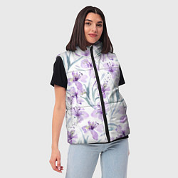Женский жилет Цветы Фиолетовые Нарисованные Акварелью, цвет: 3D-красный — фото 2