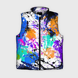 Женский жилет Брызги и мазки разноцветных красок на белом фоне