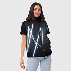 Женский жилет Неоновые лампы во тьме - Голубой, цвет: 3D-черный — фото 2