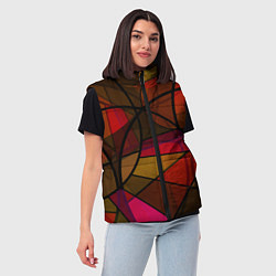 Женский жилет Абстрактный узор в оранжево-красных тонах, цвет: 3D-светло-серый — фото 2
