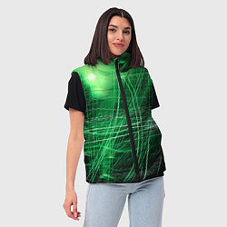 Женский жилет Неоновые волны и линии - Зелёный, цвет: 3D-красный — фото 2