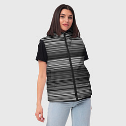 Женский жилет Black and white thin stripes Тонкие полосы, цвет: 3D-черный — фото 2
