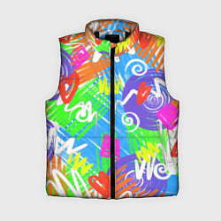 Женский жилет Яркий геометрический принт на белом фоне, цвет: 3D-черный