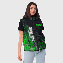 Женский жилет Pubg - зелёное пламя, цвет: 3D-черный — фото 2