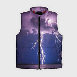 Женский жилет Разряд молний над океаном, цвет: 3D-красный