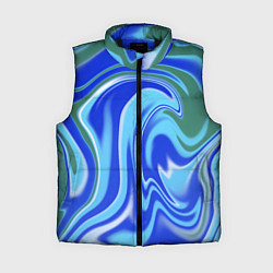 Женский жилет Тай-дай с синим, зелёным и белым цветом, цвет: 3D-черный