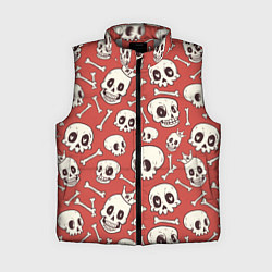 Женский жилет Черепа на красном фоне, цвет: 3D-светло-серый