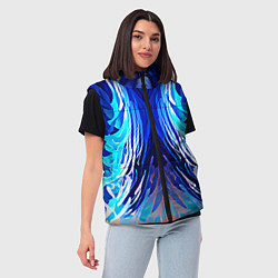 Женский жилет Симметричная абстракция Синие волны, цвет: 3D-черный — фото 2