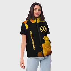 Женский жилет Volkswagen - gold gradient: символ и надпись верти, цвет: 3D-черный — фото 2
