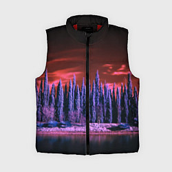 Женский жилет Абстрактный фиолетовый лес и тёмная река