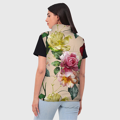 Женский жилет Цветы Нарисованные Красные Розы и Лилии / 3D-Светло-серый – фото 4